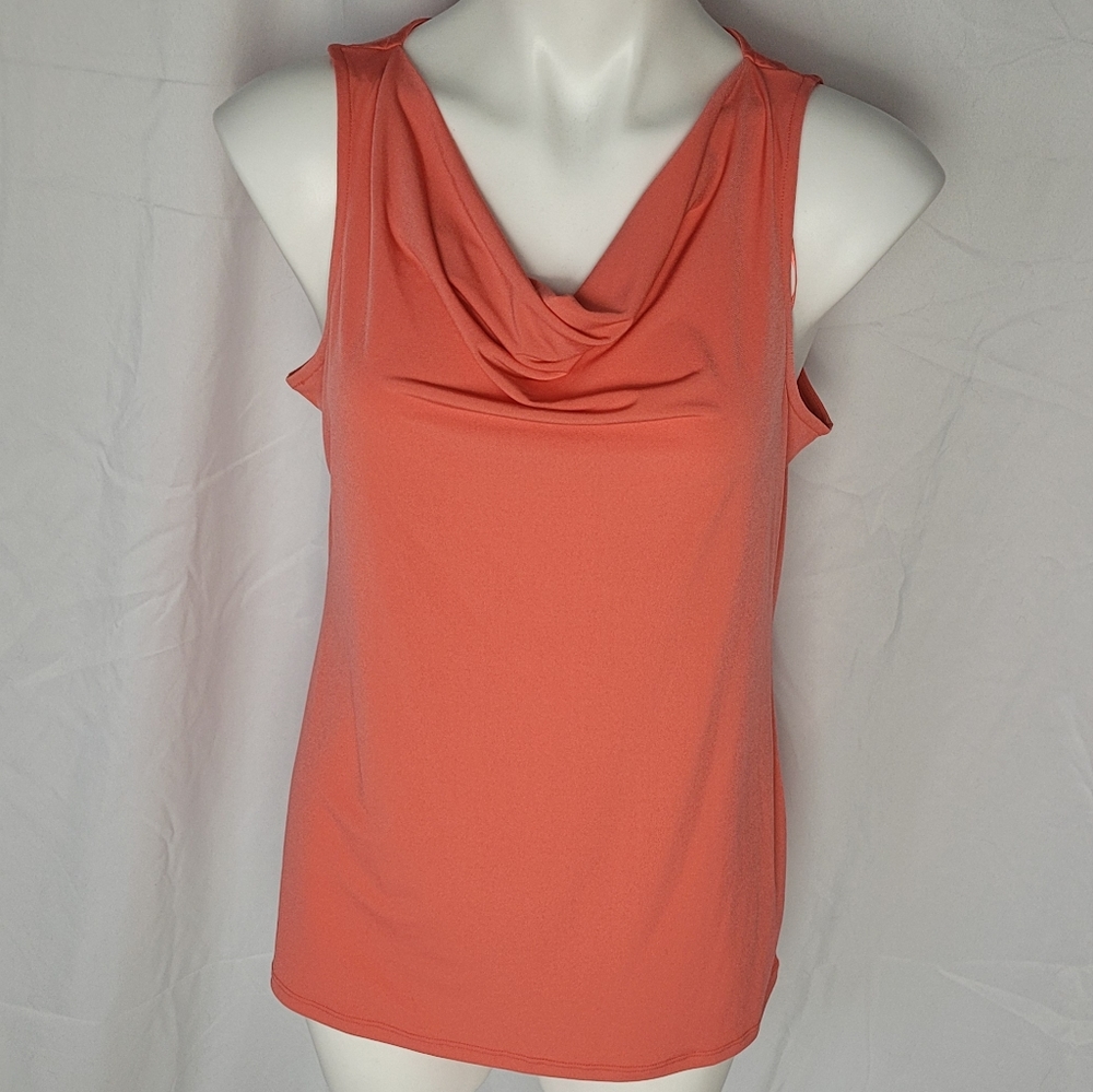 Coral slouch neck tank top